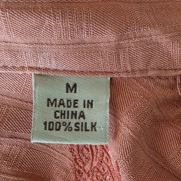 Tommy Bahama 100% Silk Orange Embroidered Pineapple Palm Tree Camp Shirt - M - Picture 13 of 13